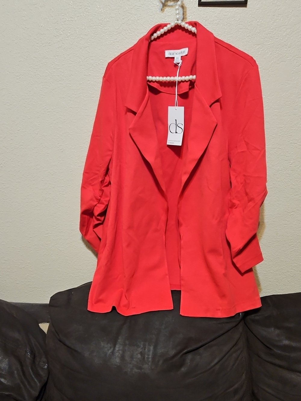 DEAR SCARLETT Collection CORAL Open-Front Draped Blazer Jacket